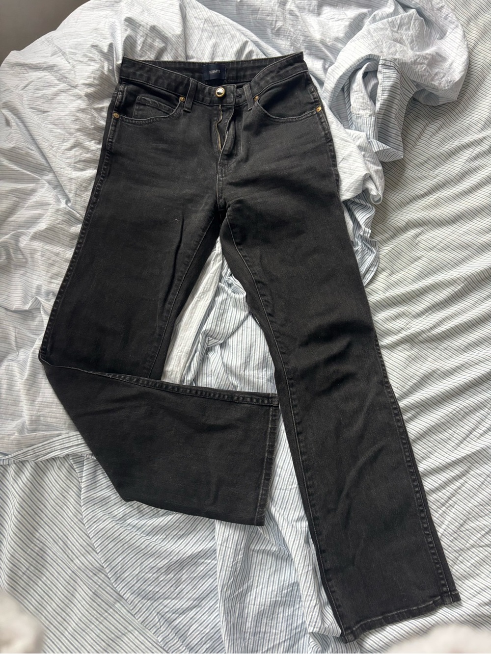 Khaite Black Vivian Womens Bootcut Jeans